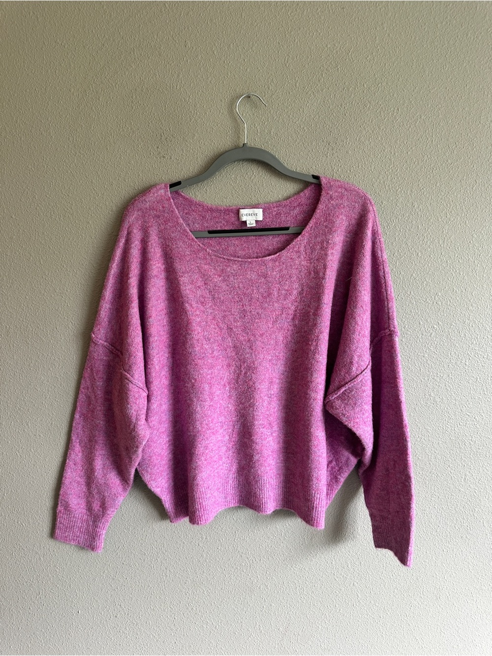 Evereve Pink Cozy Drop-Shoulder Sweater Large